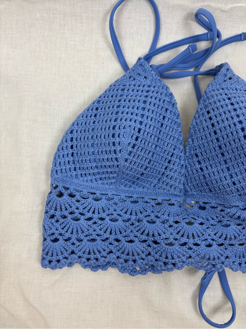 NWT Aerie Crochet Triangle Longline Bikini Top Size M - Picture 2 of 7